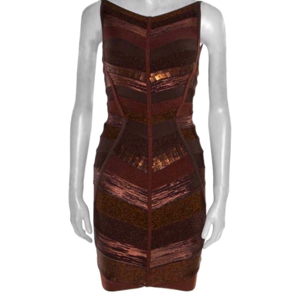 Herve Leger Metallic embellished bandage dress. S